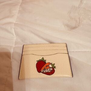 Coach Slim ID Card Case with strawberry motif NWT